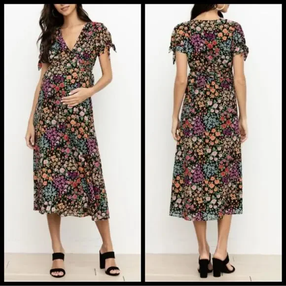 NWT Yumi Kim Kingston Garden Bella Dress sz XXS Black Floral *bump friendly* - Picture 5 of 14